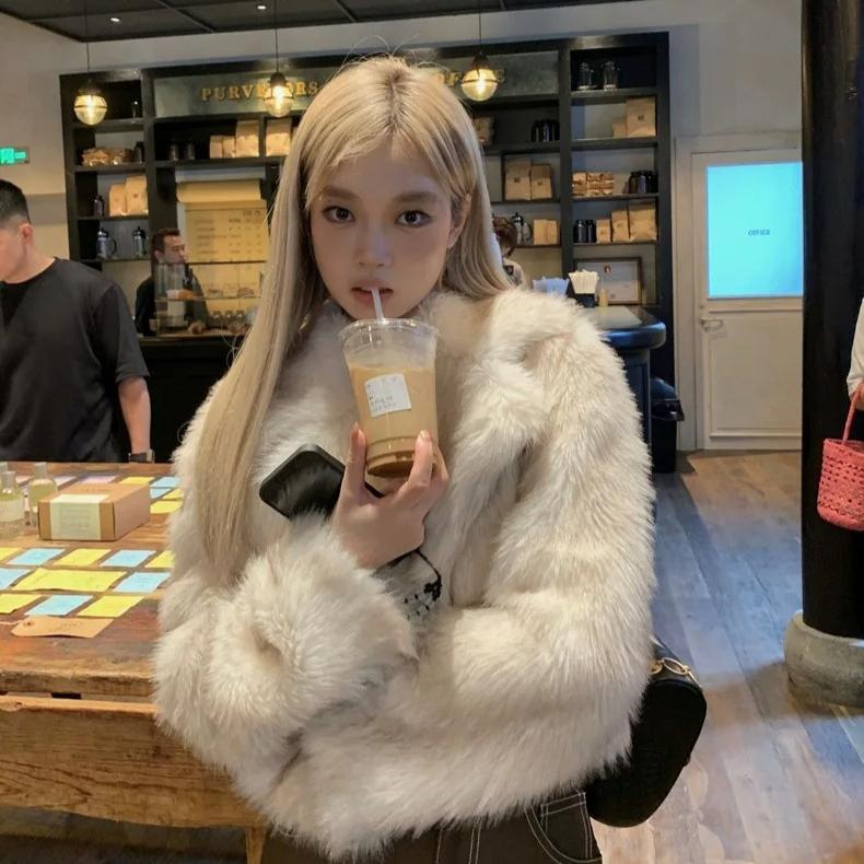 VAYLA Luxury Brand Autumn Winter Fur Coat Women Short Lazy Wind Fox Fur Jacket Cropped Fluffy Casaco De Pele Feminino