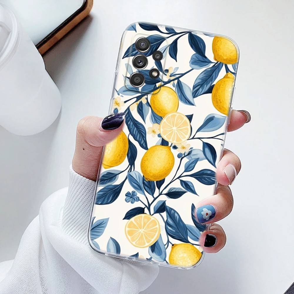 Fruit Lemon Phone Case Silicone For Samsung S30,23,21,22,20 FE lite,S10,9,PIus Note20ultra Soft Transparent