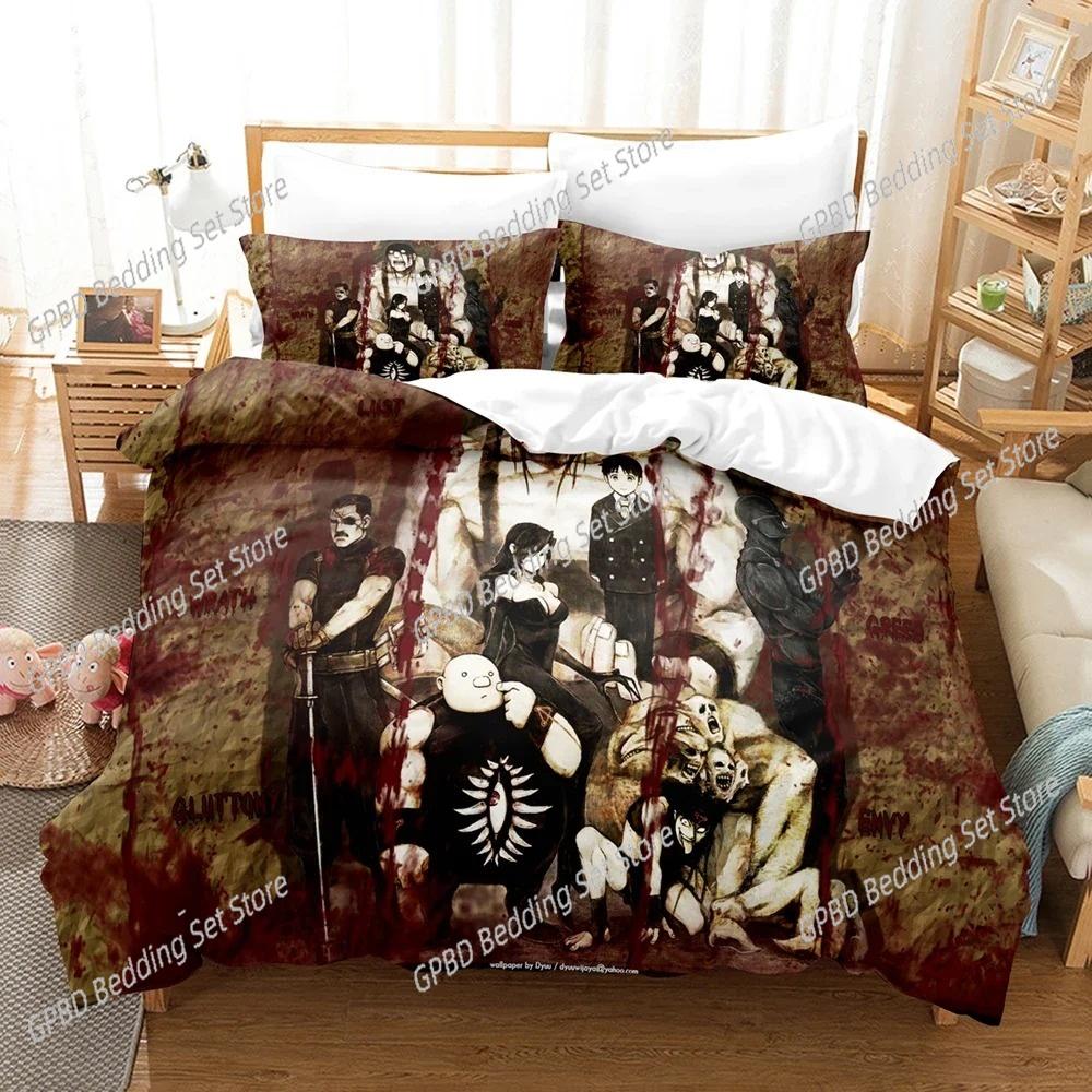 Set Biancheria da Letto Anime Fullmetal Alchemist Copripiumino Coperta per Camera da Letto Singolo Twin King Size Coperta Trapuntata Tessile per la Casa