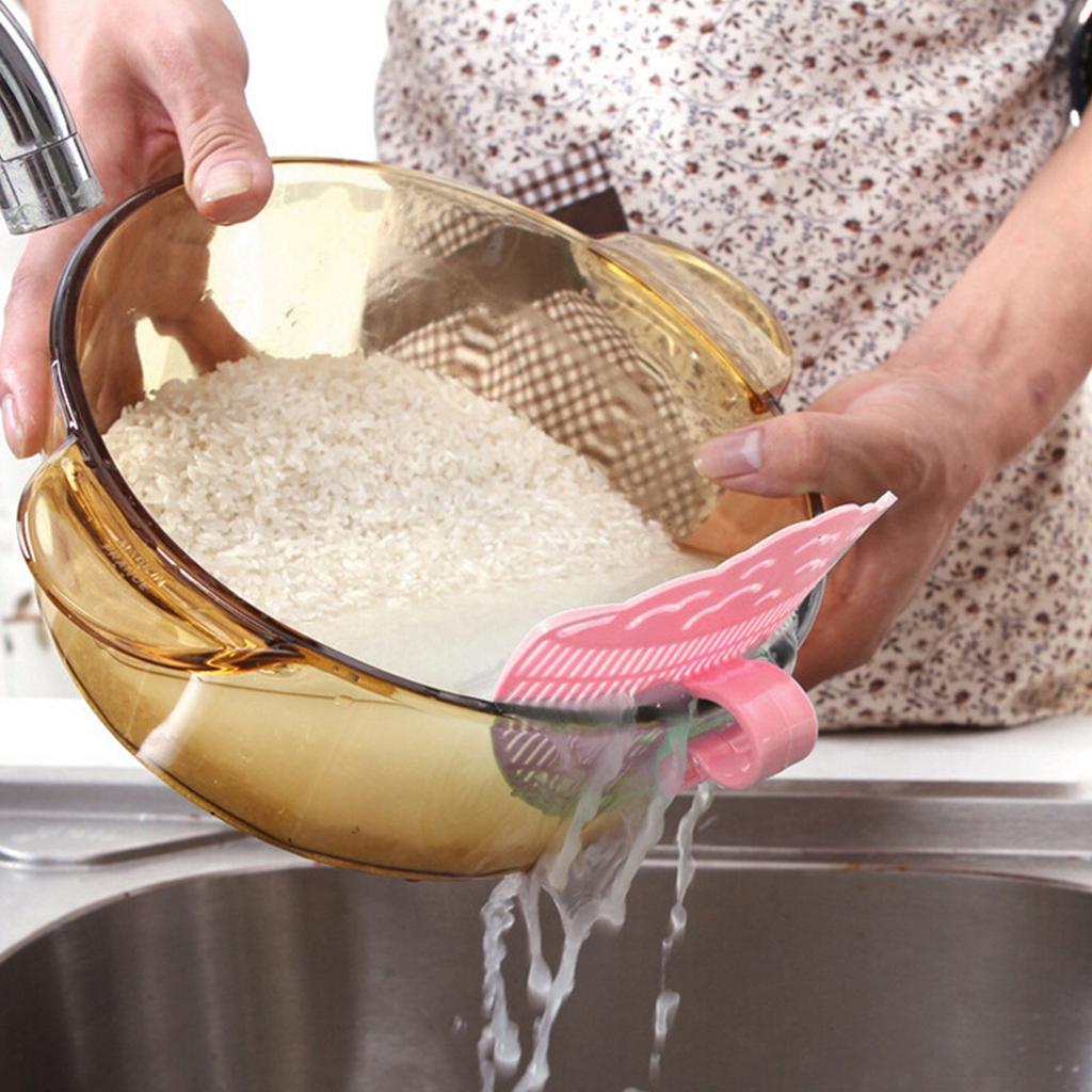 Kitchen Manual Draining Smiling Face Rice Washing Device Clip Type Kitchen Utensil