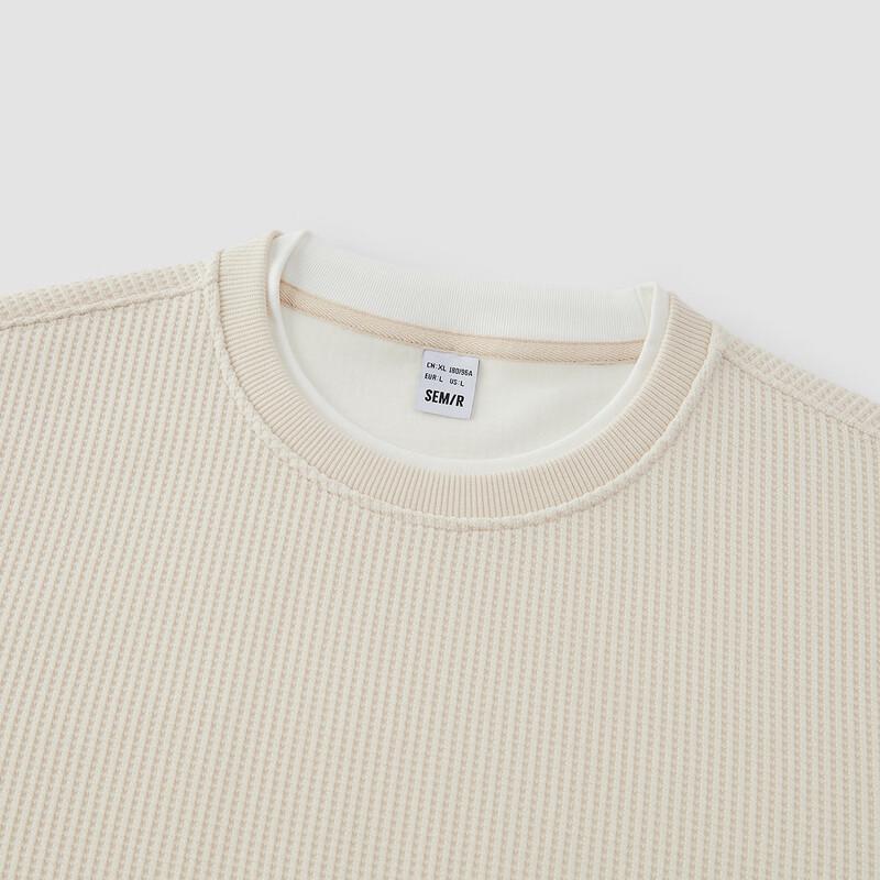 Semir Men's Winter Waffle Faux Two-Piece Plush Sweatshirt