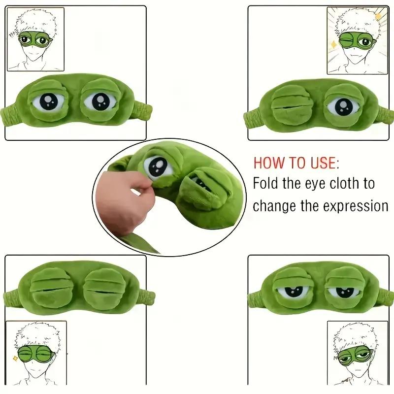3D-Schlafmaske mit traurigem Frosch, natürlicher Schlaf-Augenschutz, Augenklappe, weiche tragbare Augenbinde, Reise-Augenklappe für Damen und Herren