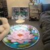 Chic Round Christmas Multicolor Rug Mat, Non-Slip Floor Mat for Office