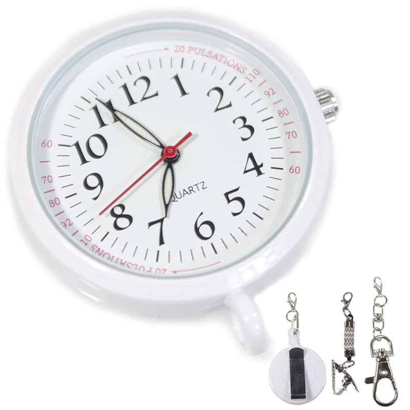 

[Blan Angers] premier nurse watch 3WAY reel clip present battery replacement Comes with warranty pocket watch white white