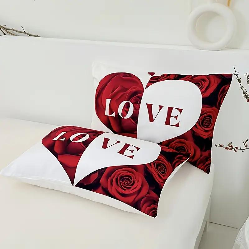 Zestawy pościeli z sercem Miłość Nowe Romantyczne Biało-Czerwone Poszewki na kołdrę Z poszewkami na poduszki Bez wypełnienia Dla par