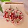 1 Pair Women Color Contrast Love Letter Print Earrings Pink Series Hook Earrings Romantic Valentine Day Drop Earrings