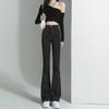 Spring and Autumn New Micro-pull Jeans Women's High Waist Slim-fitting Elastic and Thin Retro Horn Pants Trendy Ins