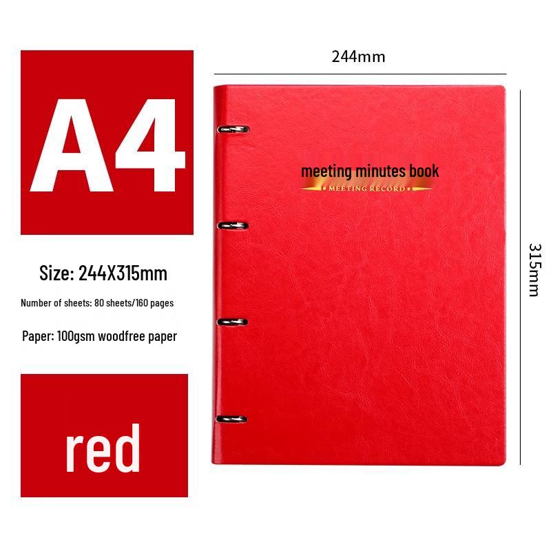 A4 Loose-leaf Meeting Notebook - Business Notepad for Minutes & Work Plan Notes