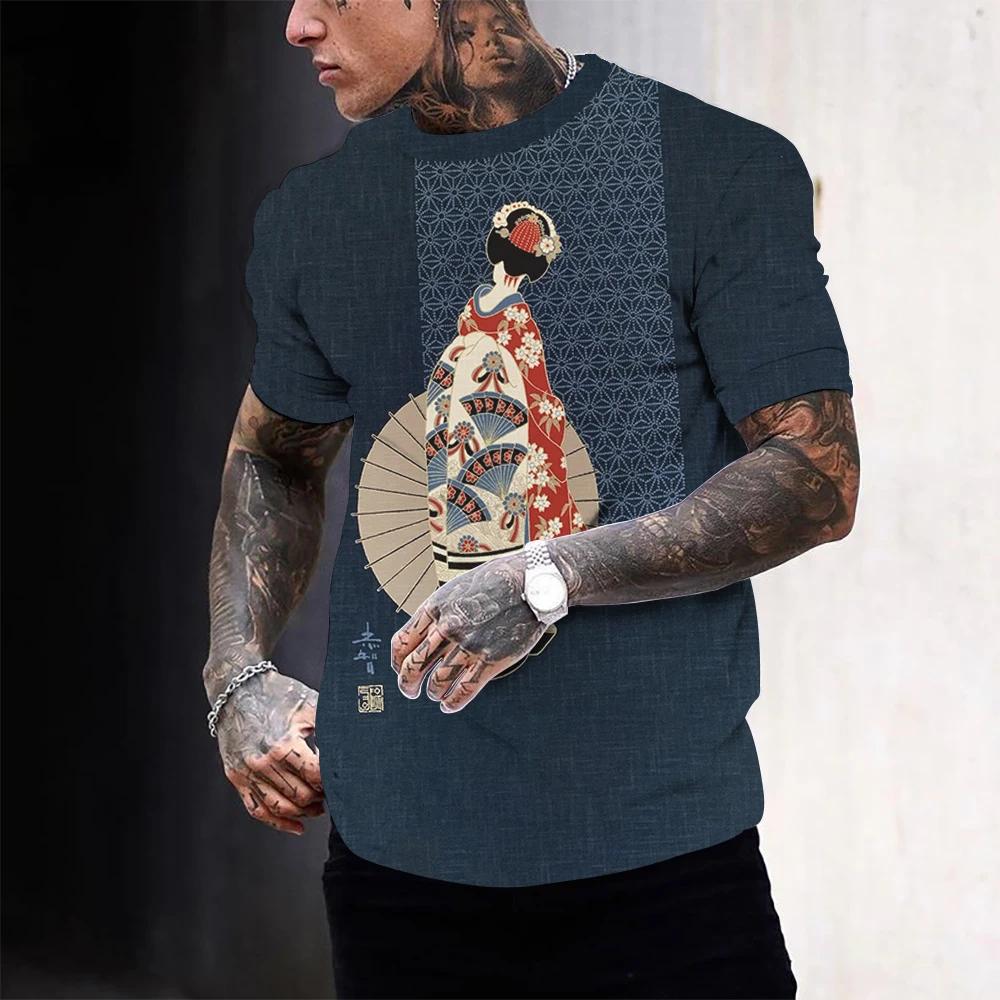 New Beach Street Ιαπωνικά Ukiyo-e 3D τυπωμένα καλοκαιρινά ανδρικά μπλουζάκια Harajuku Fashion Crew Neck Hip-hop Ανδρικά κοντομάνικα μπλουζάκια