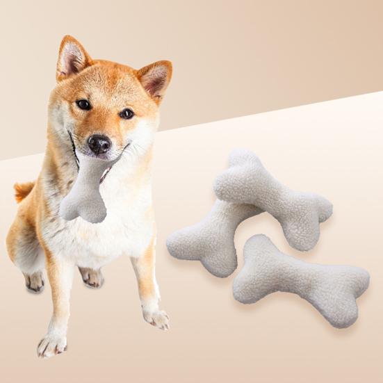 Dog Squeaky Toy Soft Plush Dog Chew Toy Boredom Relief Interactive Bone-shaped