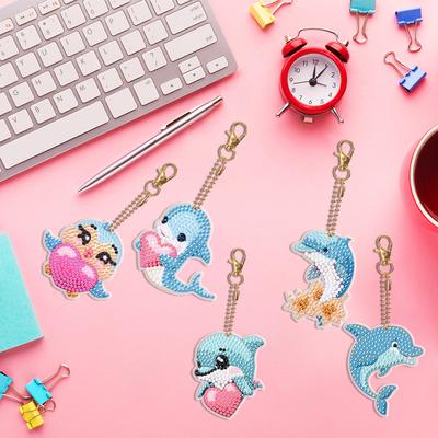 DIY Diamond Painting Keychain Kit - Animal Design - Full Drill Mosaic - 5pcs