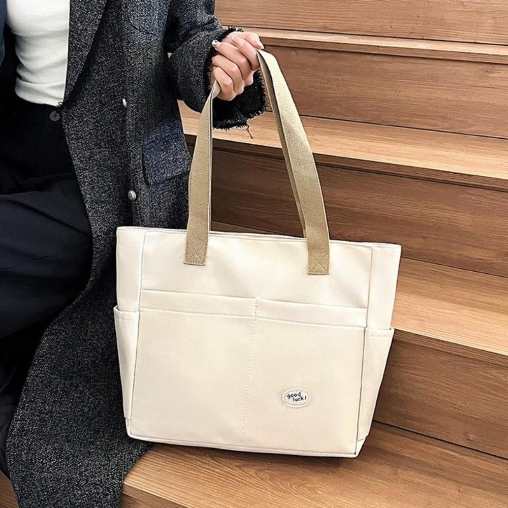 Versatile Oxford Cloth Student Shoulder Bag Multi Layered Large Capacity Tote Bag Zipper Portable Handbag Travel