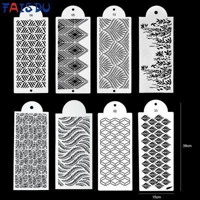 FAIS DU Plastic Cake Stencils Template Cake Embossing Folder DIY Cake Leaf Shape Pattern Craft Template Molds Stamp Stencils