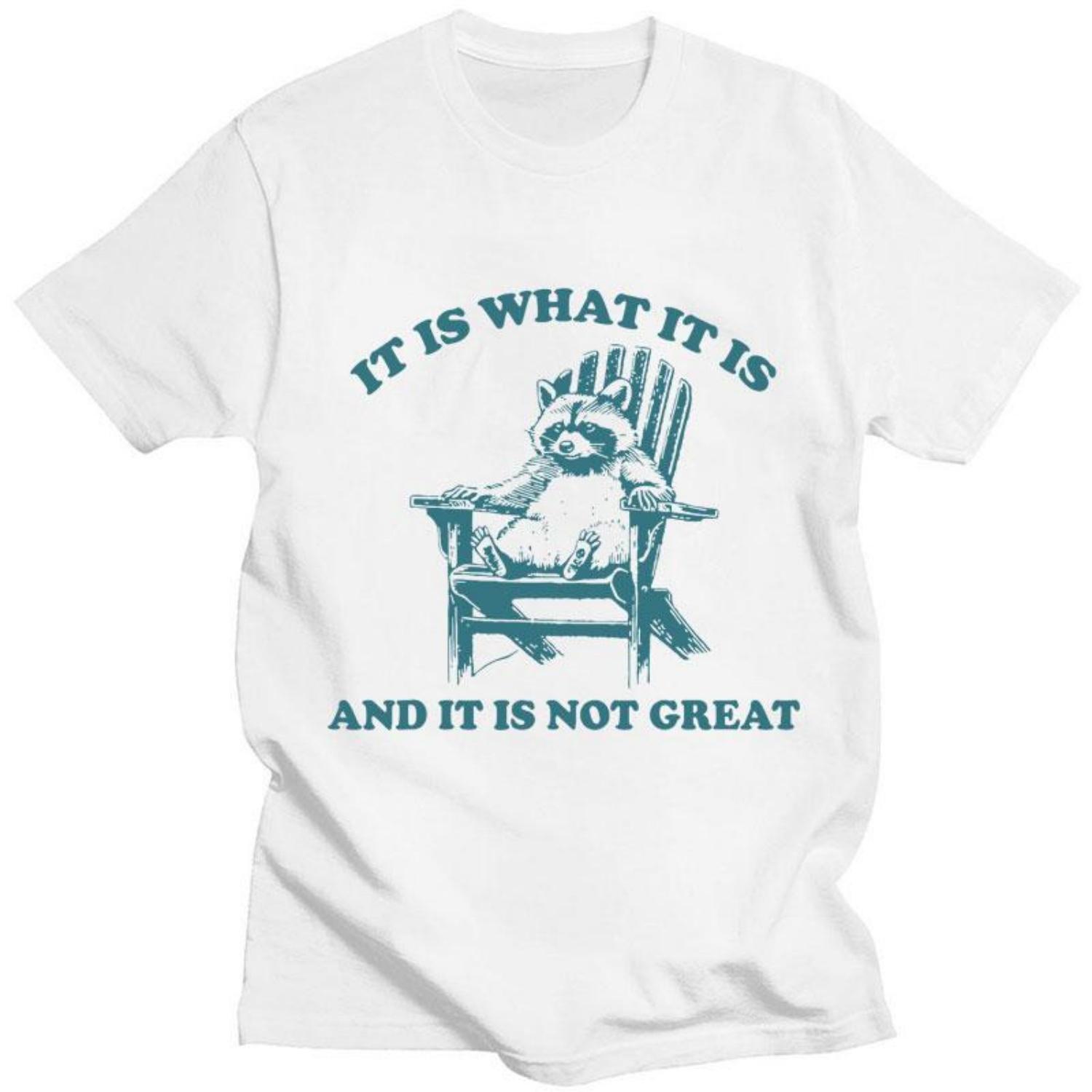 

It Is What It Is and It Is Not Great Raccoon Meme T-Shirt Funny Opossum Popular Tshirt Unisex Fashion Cotton Casual Short Sleeve XXXXXL