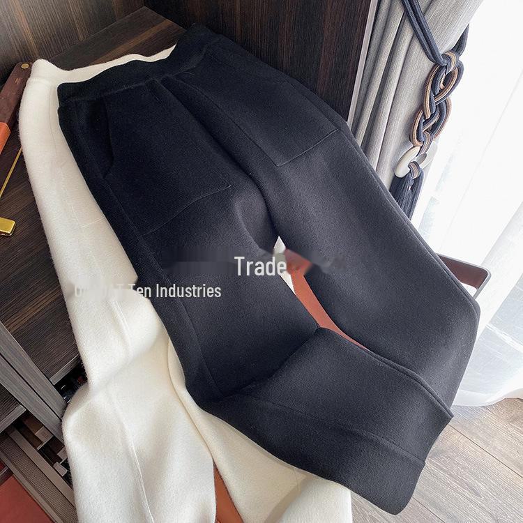 2023 Trendy Loose Wide-Leg Gestrickte weiße Hose für Damen