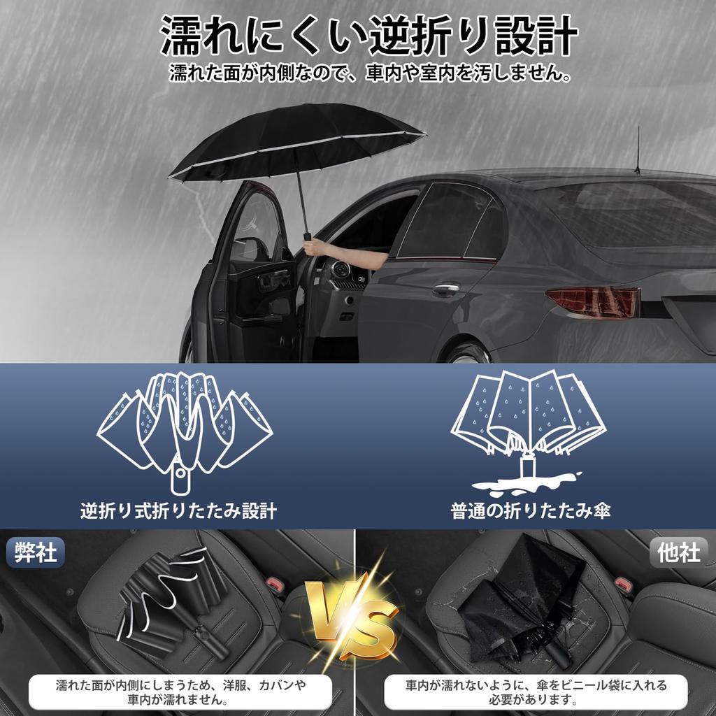 Umbrelă Automată Pliabilă Invers Moon River 12 Potrivită pentru Taifunuri și Ploi Soare și UV cu Reflectorizant Include Husă pentru Umbrelă Umbrelă, O Singură Atingere