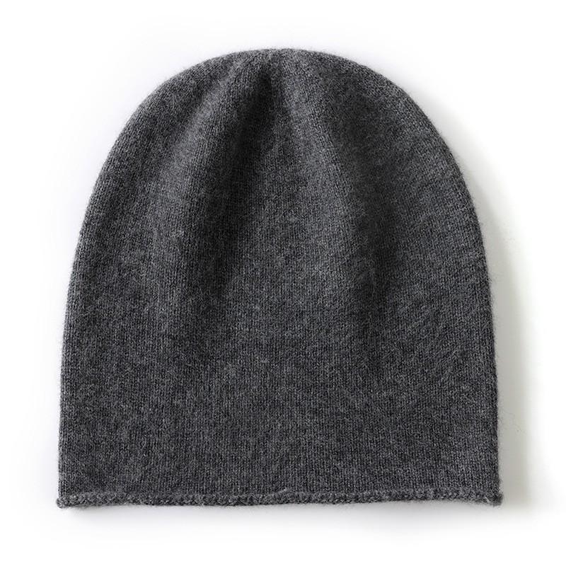 One-piece Thin Cashmere Knit Beanie Unisex Solid Color Versatile Warm Ear Protection Cold Hat