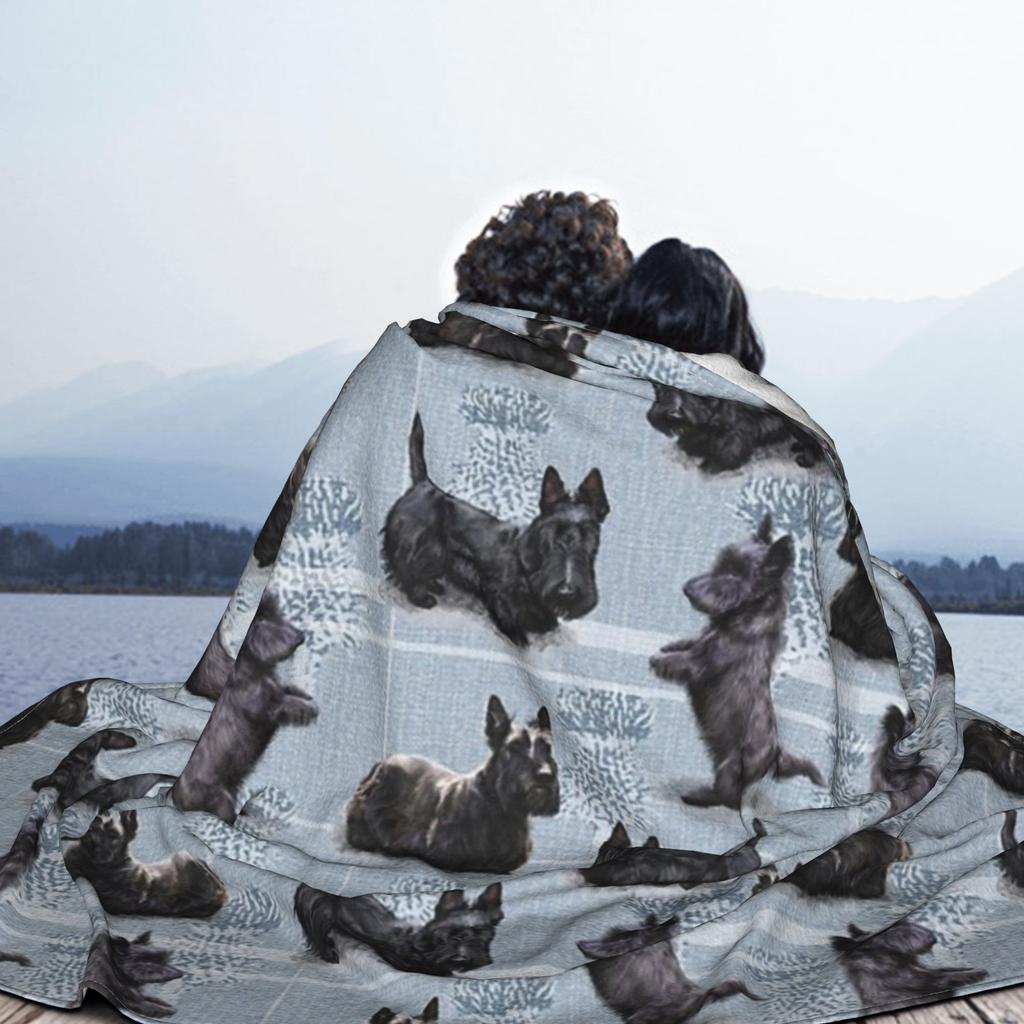 The Scottish Terrier Fleece Throw Blanket Scottie Dog Tartan Skye Blanket for Bedding Car Super Soft Bedroom Quilt