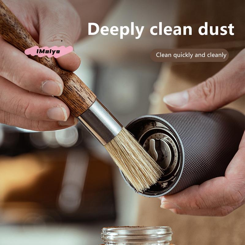 M-Coffee Brush Grinder Cleaning Tool Bar Counter Powder Home Coffee Brush Remove Coffee Residue Wooden Handle Espresso Brush