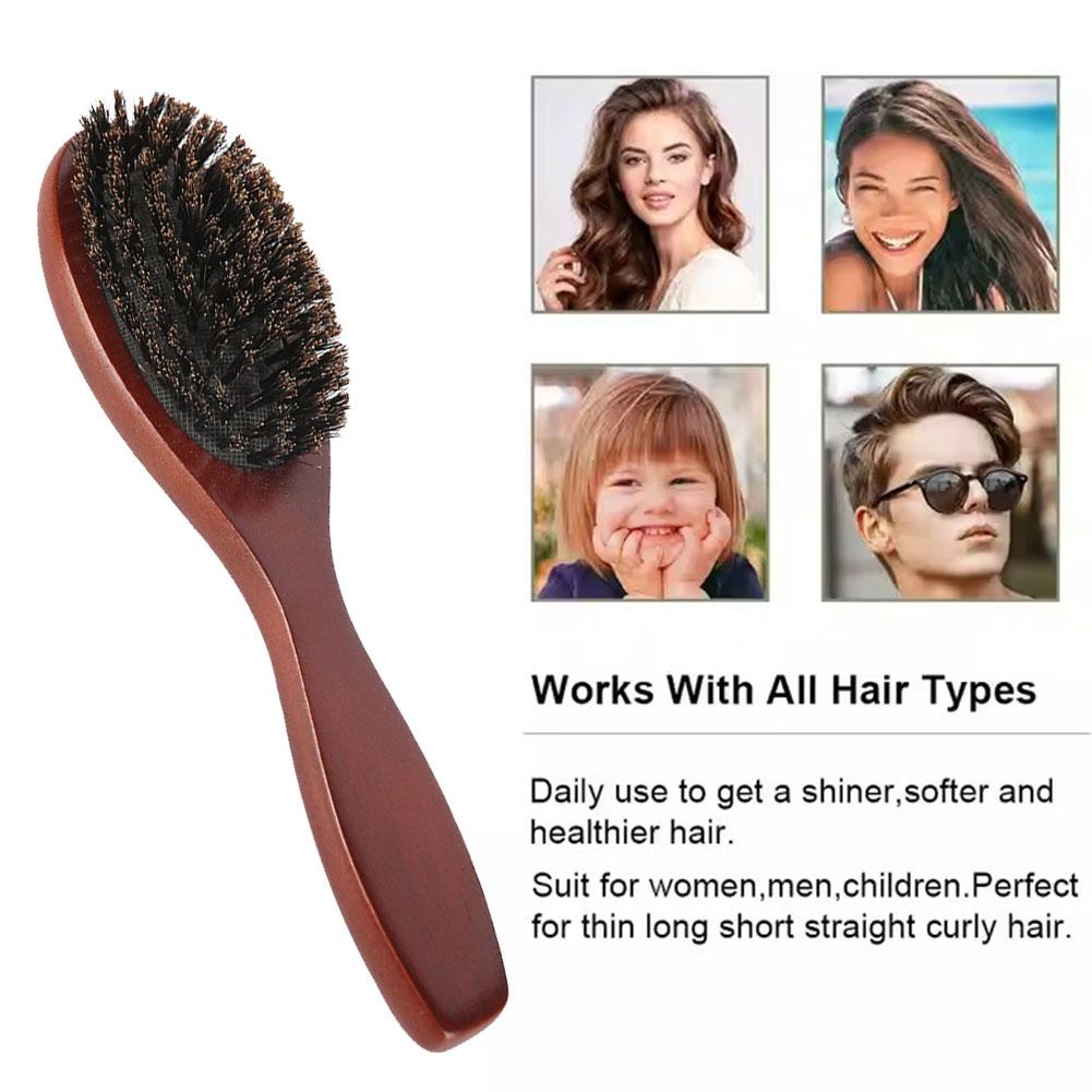 1/2PCS Brand-new Natural Boar Bristle Brush Comb Anti-Static Oval Hairdressing Hair Styly Comb Wood Woman Hairbrush