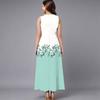 Women Plus Size Sleeveless Round Neck Dress Retro Floral Pattern Loose Flowy Midi Gown