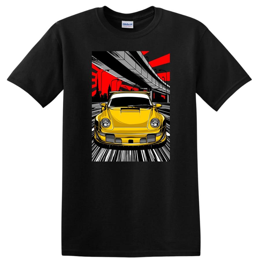 Yellow Sports Car T Shirt Graphic Racing Art Design Retro Urban Tee S