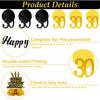 30th Birthday Decorations for Him Pre Assembled Black Gold Happy 30th Birthday Banner, Hanging Swirls and Table Honeycombs Centerpieces for Men 30th
