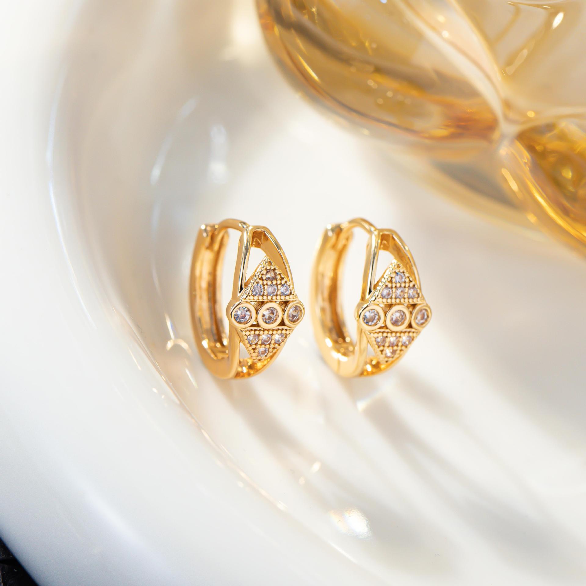 High-End Diamond Inlaid French Cross Ear Cuff Earrings - Korean Style Women s Accessories