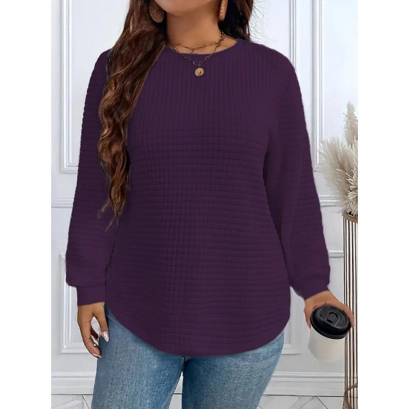 

Плюс Размер Женский Осенний Новый Повседневный Свободный Клетчатый Топ фиолетовый