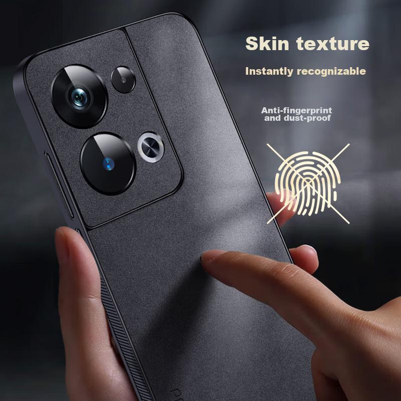 Phone Case for OPPO Reno9Pro+, Shockproof Full Lens Protection Soft, Luxury Outer Case, Unisex Leather Case, Gray