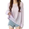Plus Size Korean Summer Ice Silk Blouse - Long-Sleeve Sunscreen Loose Fit T-Shirt