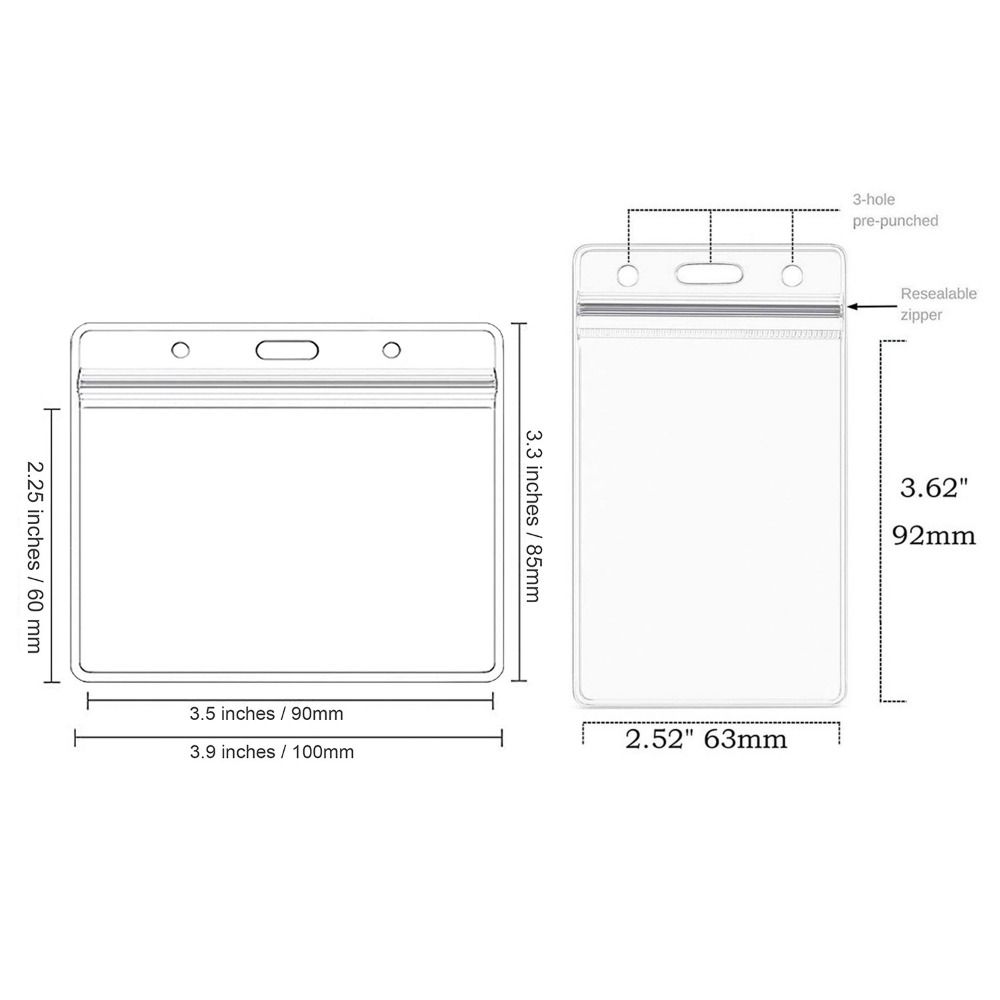 10Pcs/Pack Vertical / Horizontal Version Card Clip Protective Holder Plastic Card Cover Waterproof Transparent Card Sleeve