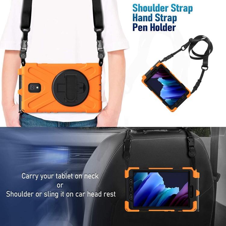 For Samsung Galaxy Tab Active 3 T570 / T575 8.0 Shockproof Colorful Silicone + PC Protective Case with Holder & Shoulder Strap & Hand Strap
