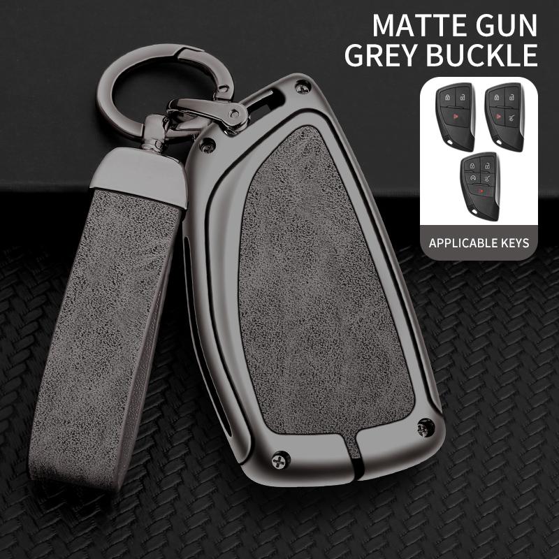 Zinc Alloy Genuine Leather Auto Key Fob Cover Fit For Chevrolet Tahoe Suburban Fit For Gmc Yukon Fit For Buick Envision S Plus Avenir
