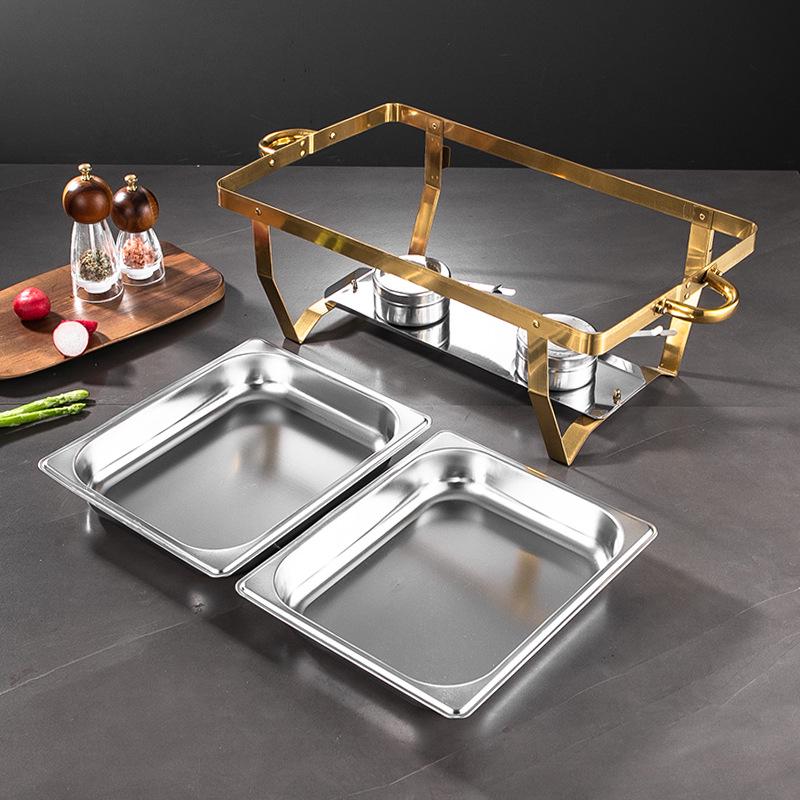 Stainless Steel Folding Buffet Warmer with Insulated Chafing Dish for Hotels and Commercial Use