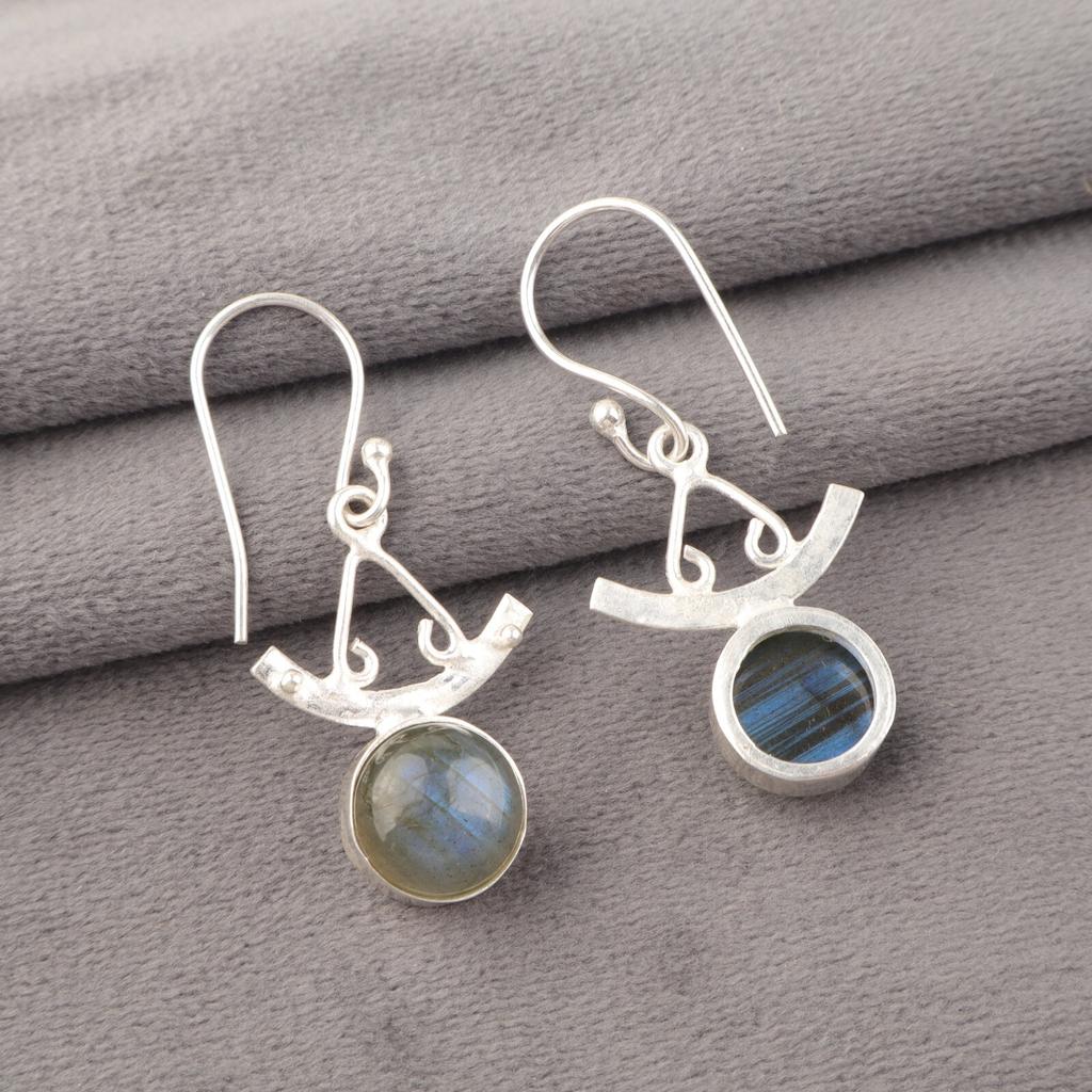 Natural Labradorite Gemstone 925 Sterling Silver Jewelry Handmade Earrings 1.63" EE-152-27