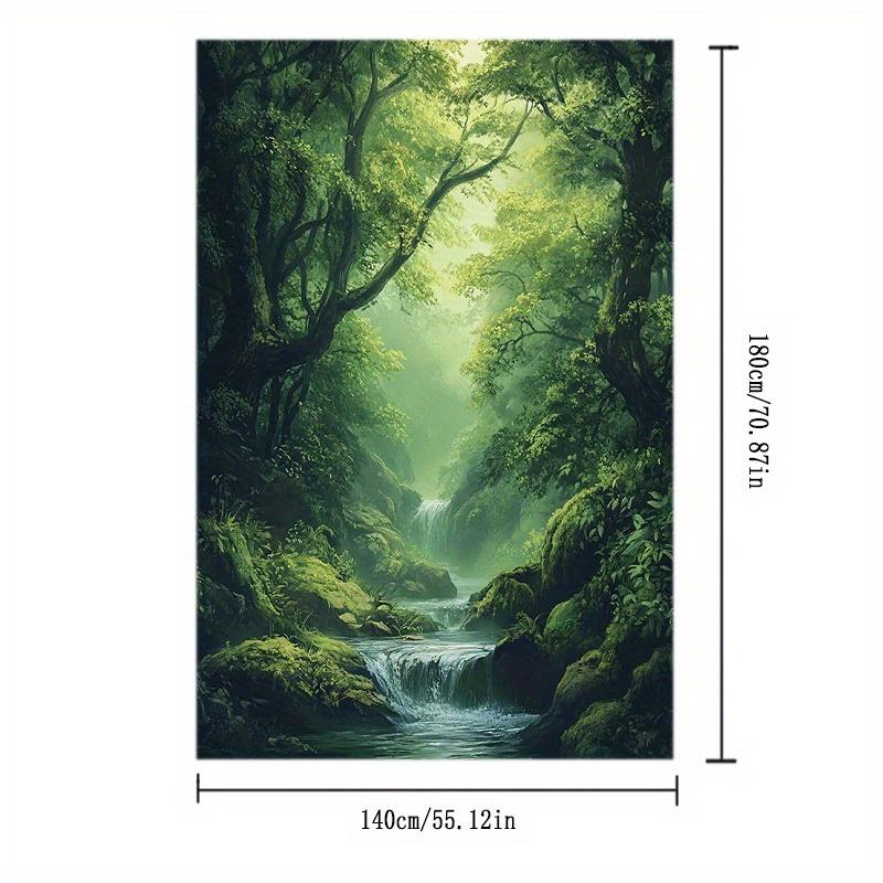 VIKAMA Nordic Forest Waterproof Tablecloth Forest Stream Landscape Restaurant Natural Instagram Style Home Decor 60X90CM(2X3FT