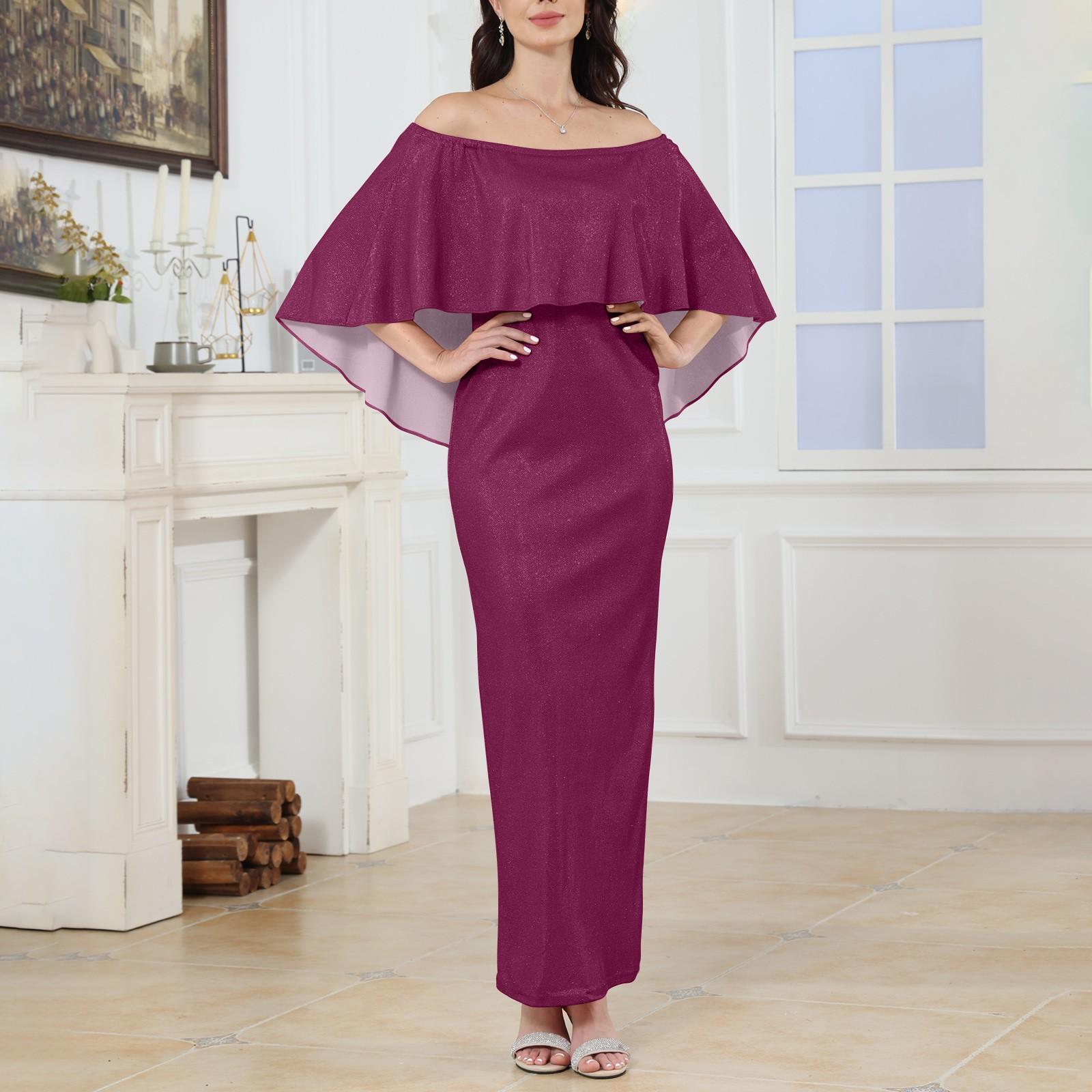 

Жіноча модна сексуальна суцільна кольорова вечірня сукня з відкритими плечима, приталена з паєтками та розрізом на стегнах L