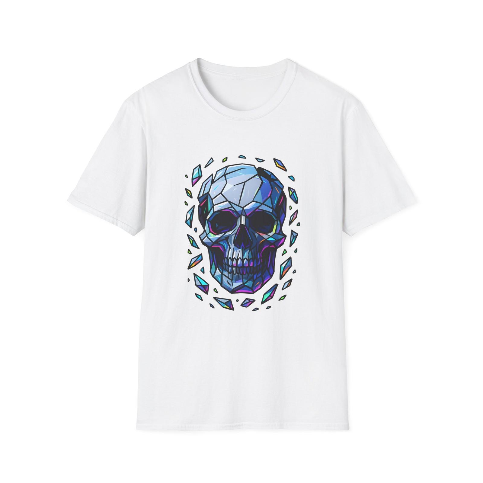 Unisex Softstyle T-Shirt Skull Glass Shattered Neon Fragment Design S