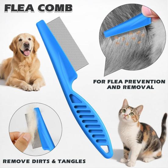 3Pcs/Set Pet Comb Set with Wide Edge, Pet Mat Remover Brush, Double-Sided Stainless Steel Undercoat Rake for Dogs And Cats Grooming
