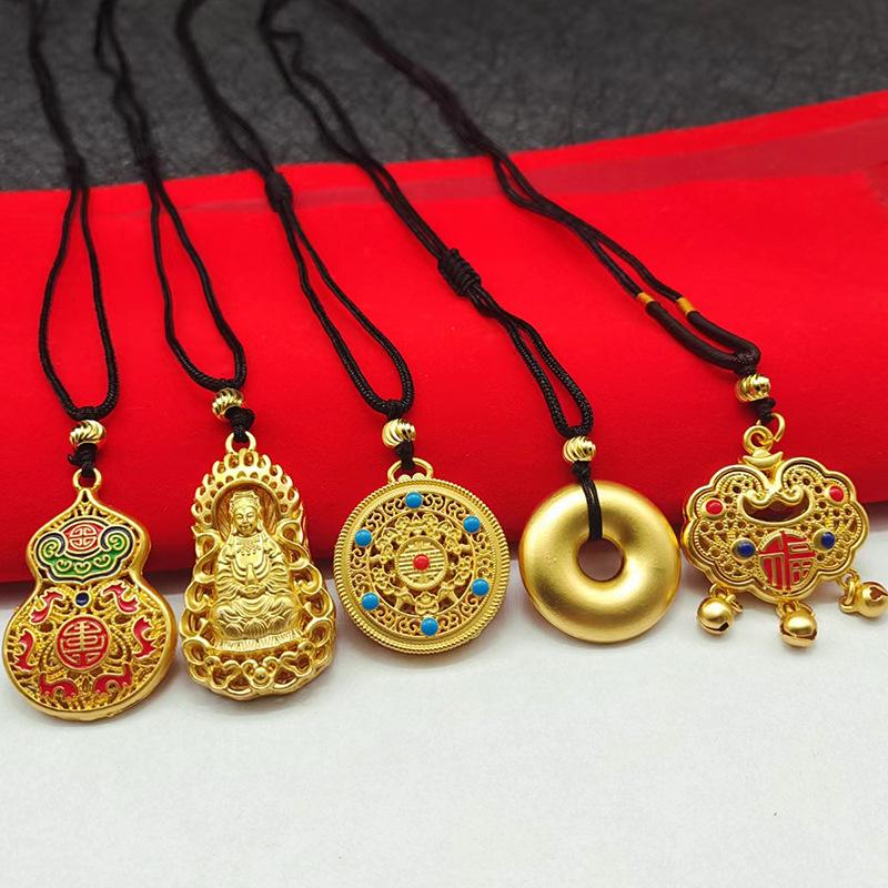 Buddha Head Necklace Guanyin Dragon Brand Fat Blessing Pendant Ancient Method Xiangyun Longevity Lock