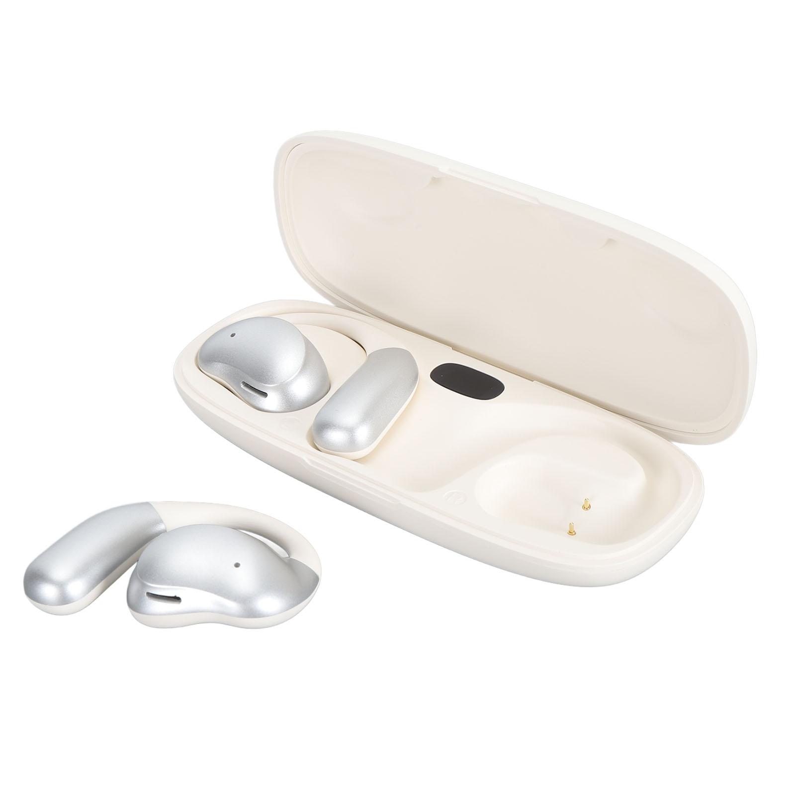 

Наушники открытого типа Bluetooth 5.4 беспроводные наушники с зарядным чехлом 12 часов воспроизведения IPX7 серебро белый