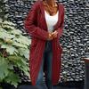 Women's Solid Color Loose Knit Cardigan - Chunky Mid-Length Cable Knit Sweater Coat