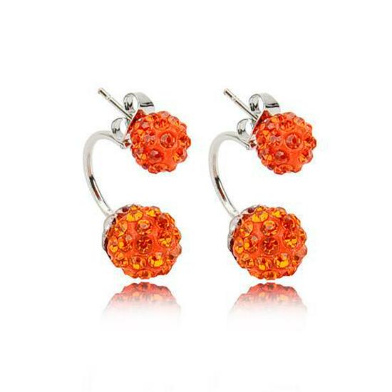 Fashionable Shamballa Diamond Ball Ceramic Double Earrings