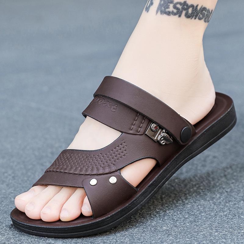 2025 Summer New Men's Beach Shoes Thin Men's Shoes Casual Wear Sandals Lazy Soft Sole One Pedal Slippers