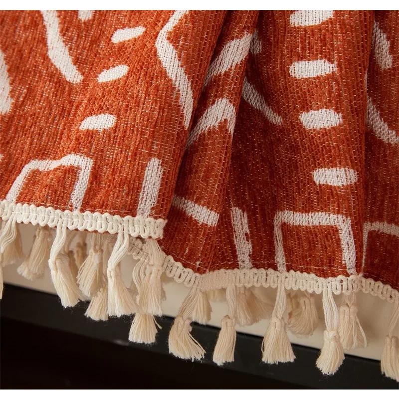 Chenille Sofa Throw Blankets BohemiaTassel Sofa Towel for Living Room Camping Anti Cat Scratch Sofa Cover Non Slip Couch Towel