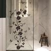 90*30CM Schwarzer Blumiger Schmetterling Wandaufkleber Für Badezimmertür Aufkleber Badewanne Schlafzimmer Hintergrund Selbstklebend
