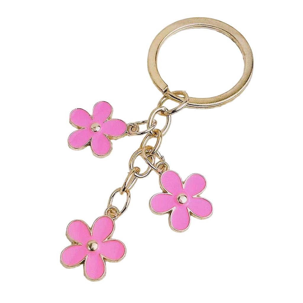 Eelgant Floral Keychain For Women Colorful Flower Keyring Pendant Alloy Key Holder Girls Bag Charm Accessories Gift