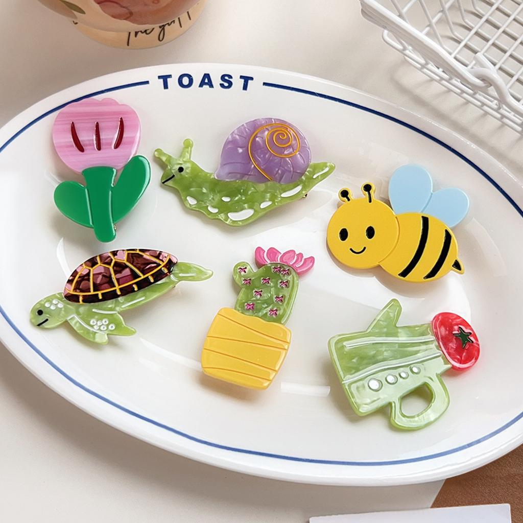 Cartoon Theme Hair Clip Acrylic Side Barrette Hair Styling Accessories For Women Girl Party and Everyday Wear