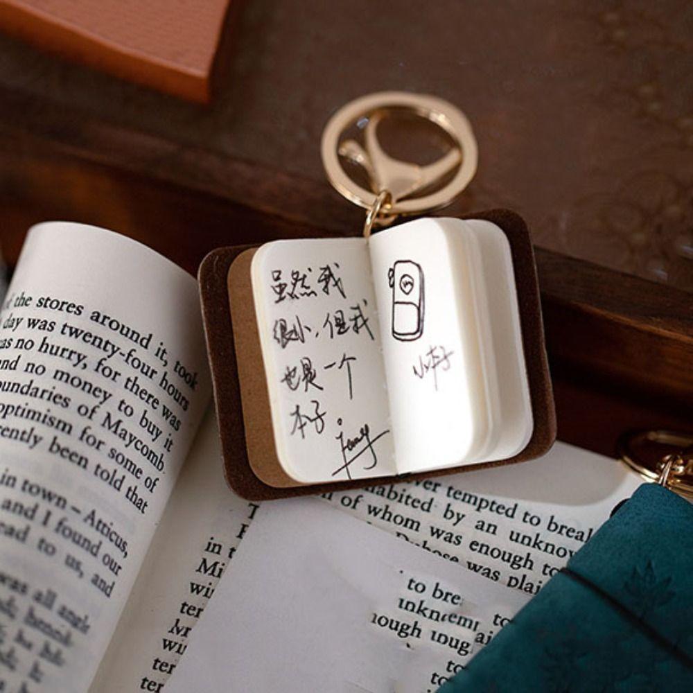 Retro Tiny Leather Notebook Charm Decorative Mini Pocket Notepad Keyring Backpack Decoration